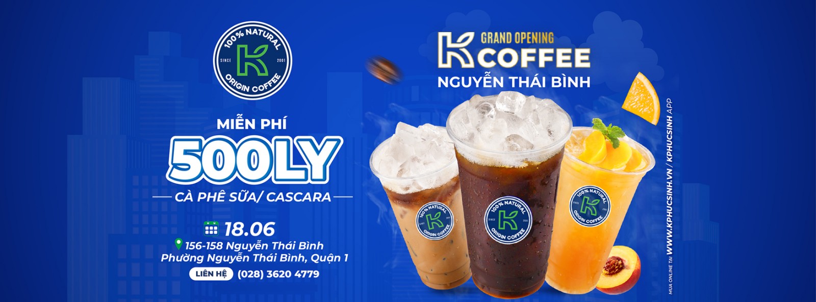 MIỄN PHÍ 500 LY CÀ PHÊ/TRÀ CASCARA MỪNG KHAI TRƯƠNG K COFFEE NGUYỄN THÁI BÌNH QUẬN 1 